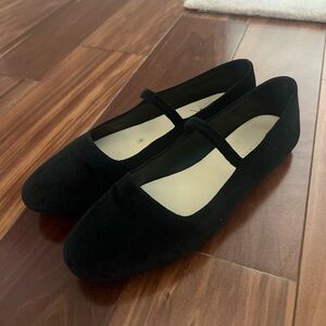 Everlane Black Velvet Mary Jane Flats